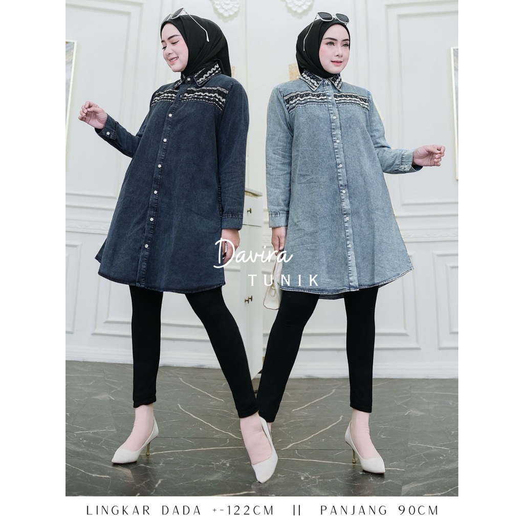 DAVIRA TUNIK JEANS - ATASAN WANITA PREMIUM - KEMEJA WANITA LEVIS PREMIUM