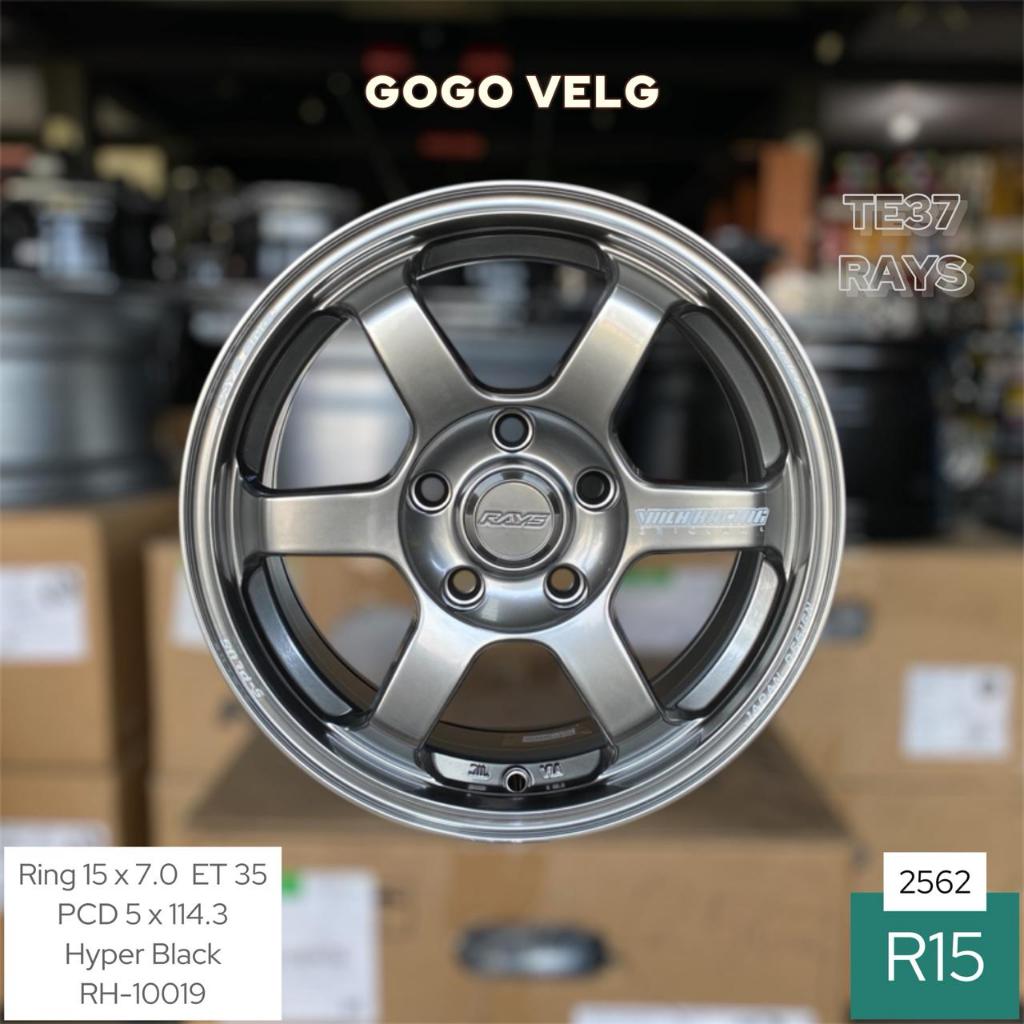 Velg Mobil R15 TE37 PCD 5X114,3 Lebar 7 ET 35 Hyper Black Ertiga Innova Luxio New Carry Ring 15
