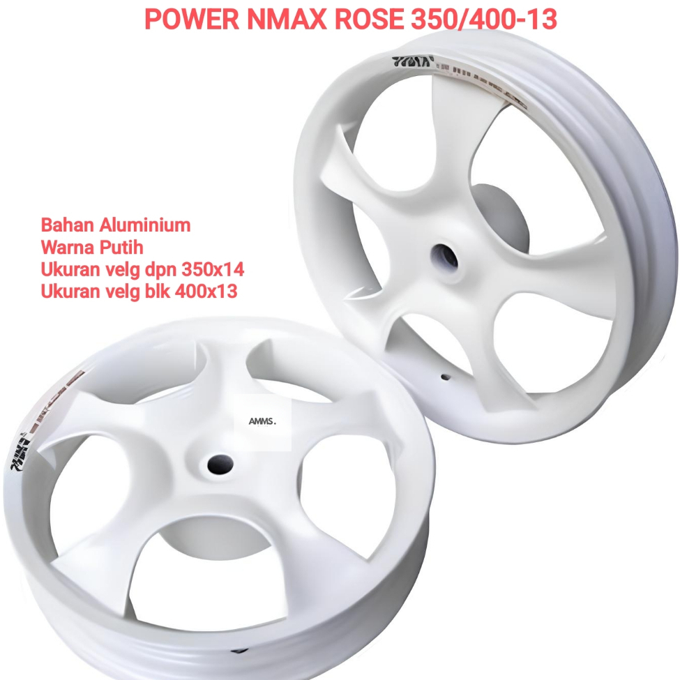 SEPASANG VELG POWER NMAX ROSE UK.350/400 RING 13 PUTIH