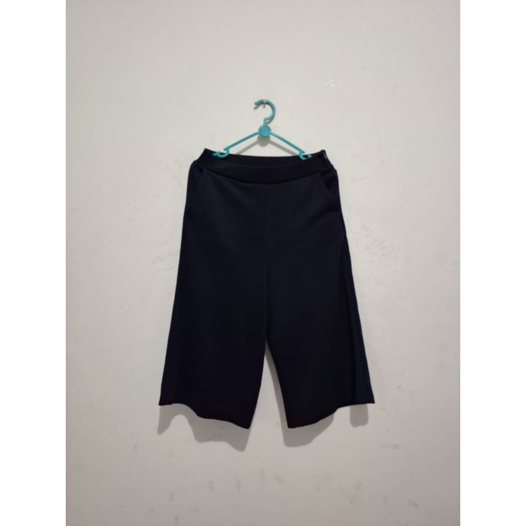 Celana kulot high waist HW wanita navy / biru dongker
