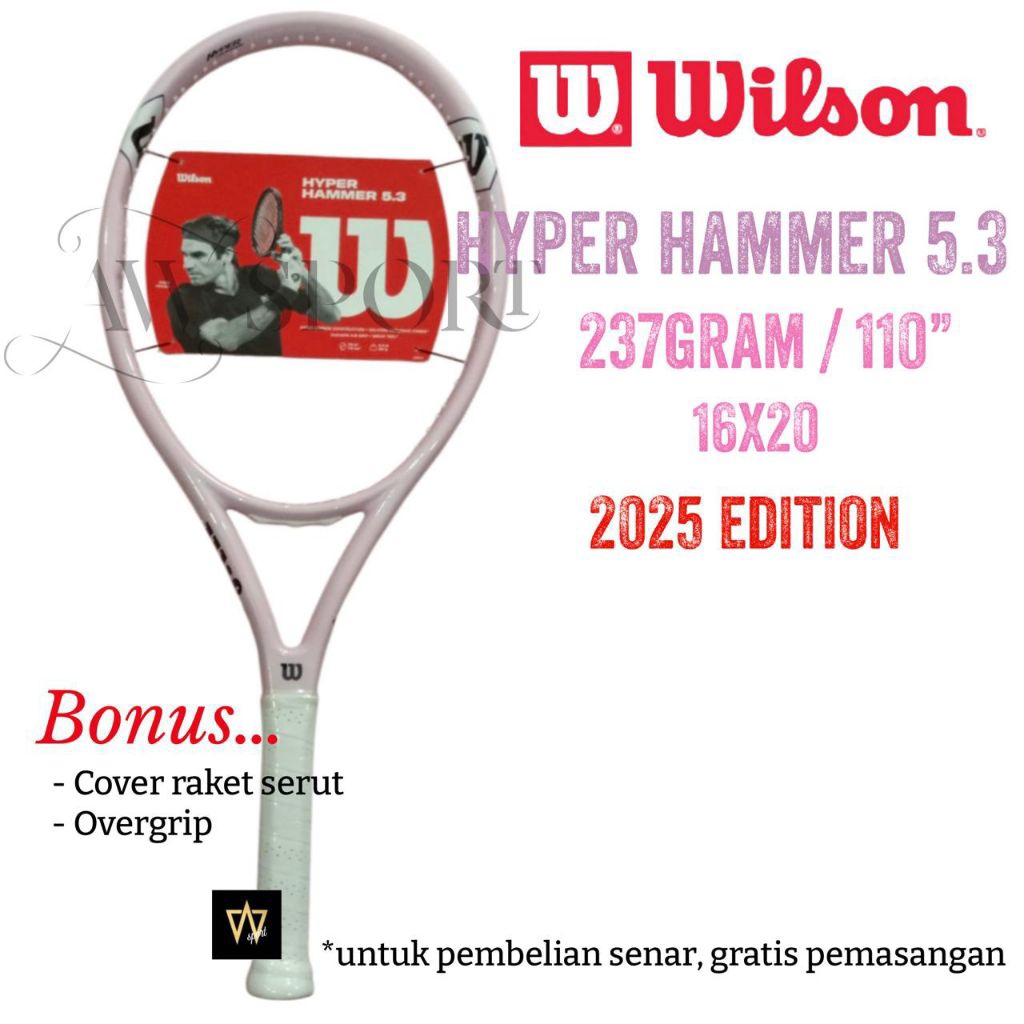 Raket Tenis Wilson Hyper Hammer 5.3 237gr 110" Pink White 2025 / Tenis Racket /Original