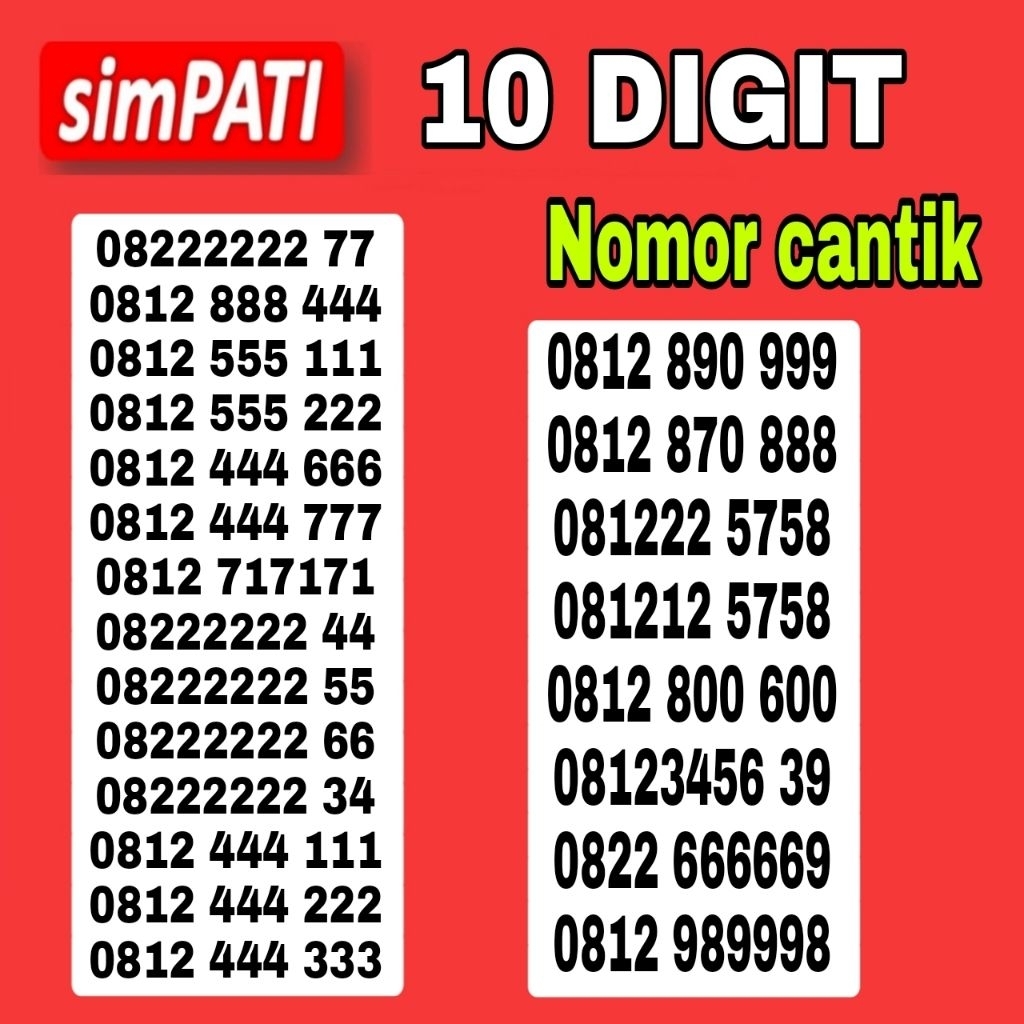 KARTU PERDANA TELKOMSEL NOMOR CANTIK SIMPATI 10 DIGIT