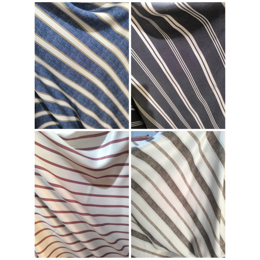 Kain Katun Rayon Twill Motif Salur Premium (0,5 Meter)