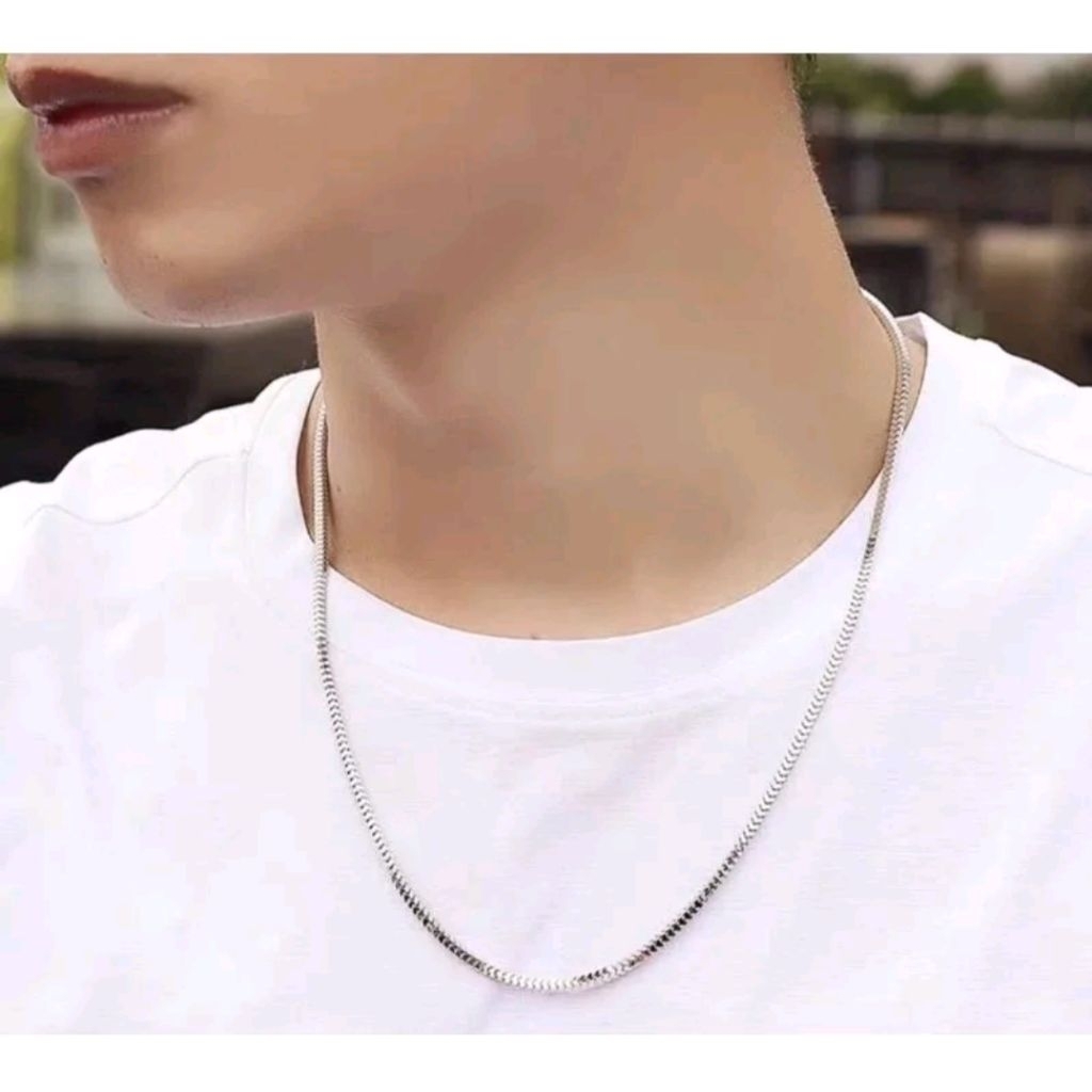 kalung titanium wanita pria rantai milano itali anti karat selamanya asli titanium/Kalung Milano