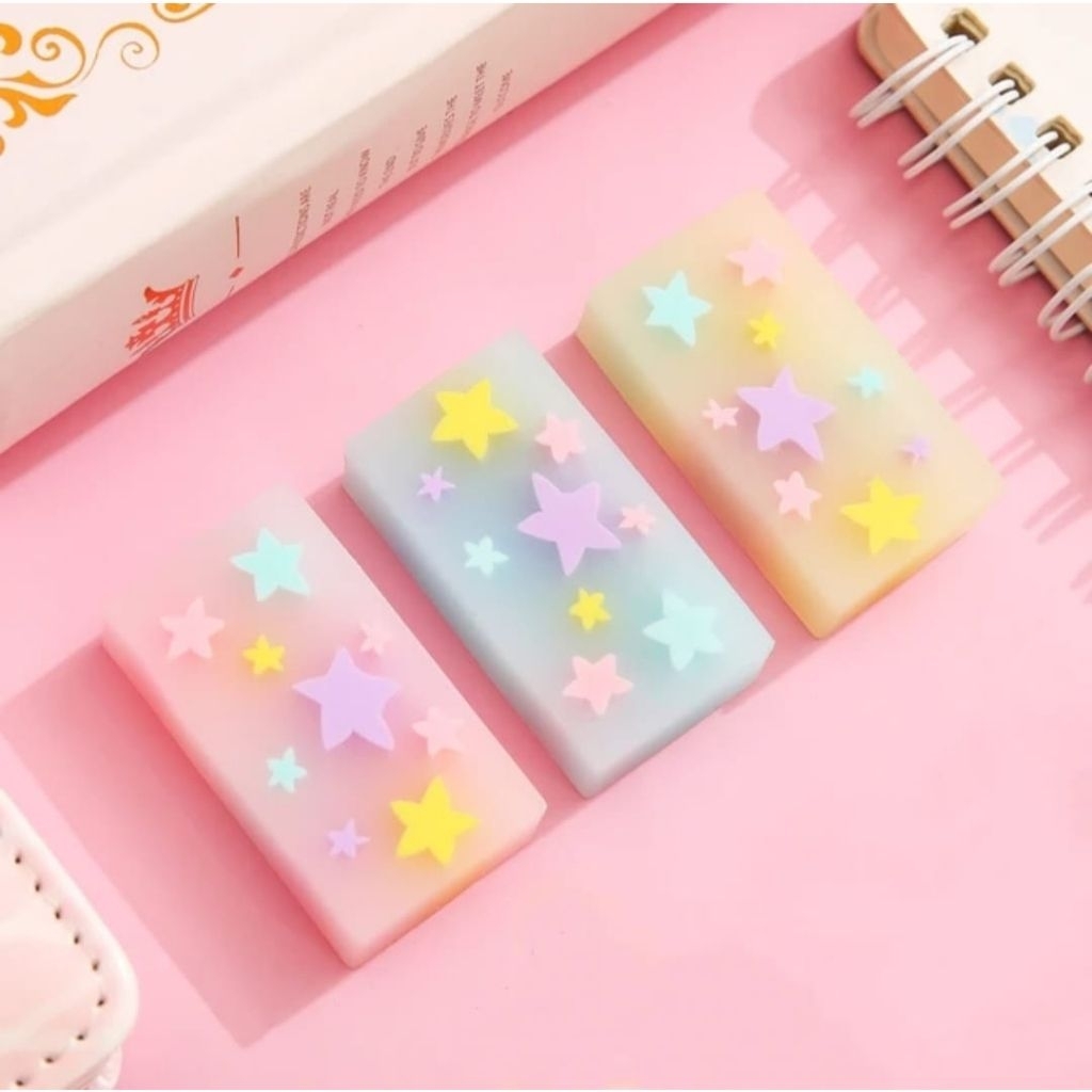 penghapus lucu motif galaxy / penghapusan lucu estetik / penghapus lucu motif bintang