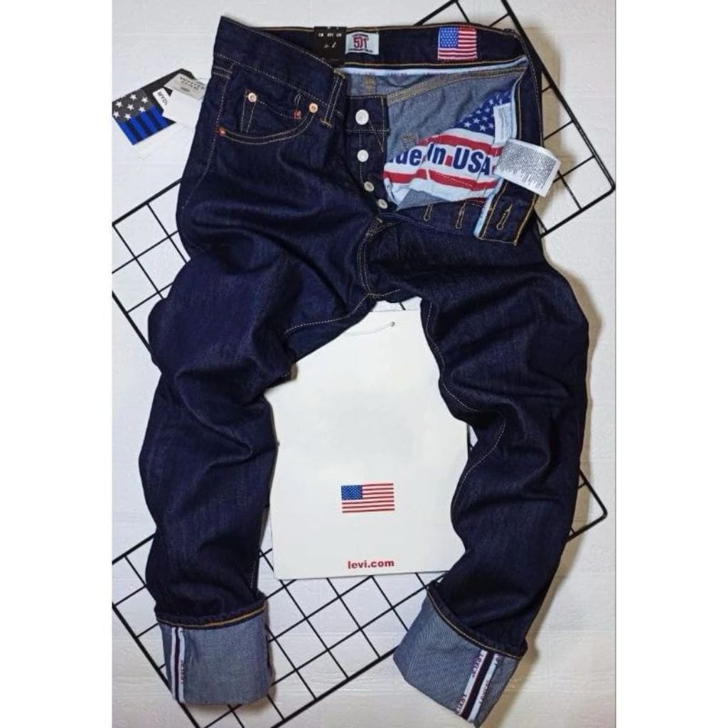Celana Jeans Panjang Pria 501 Madein Usa // Reguler Full Tack Selvedge