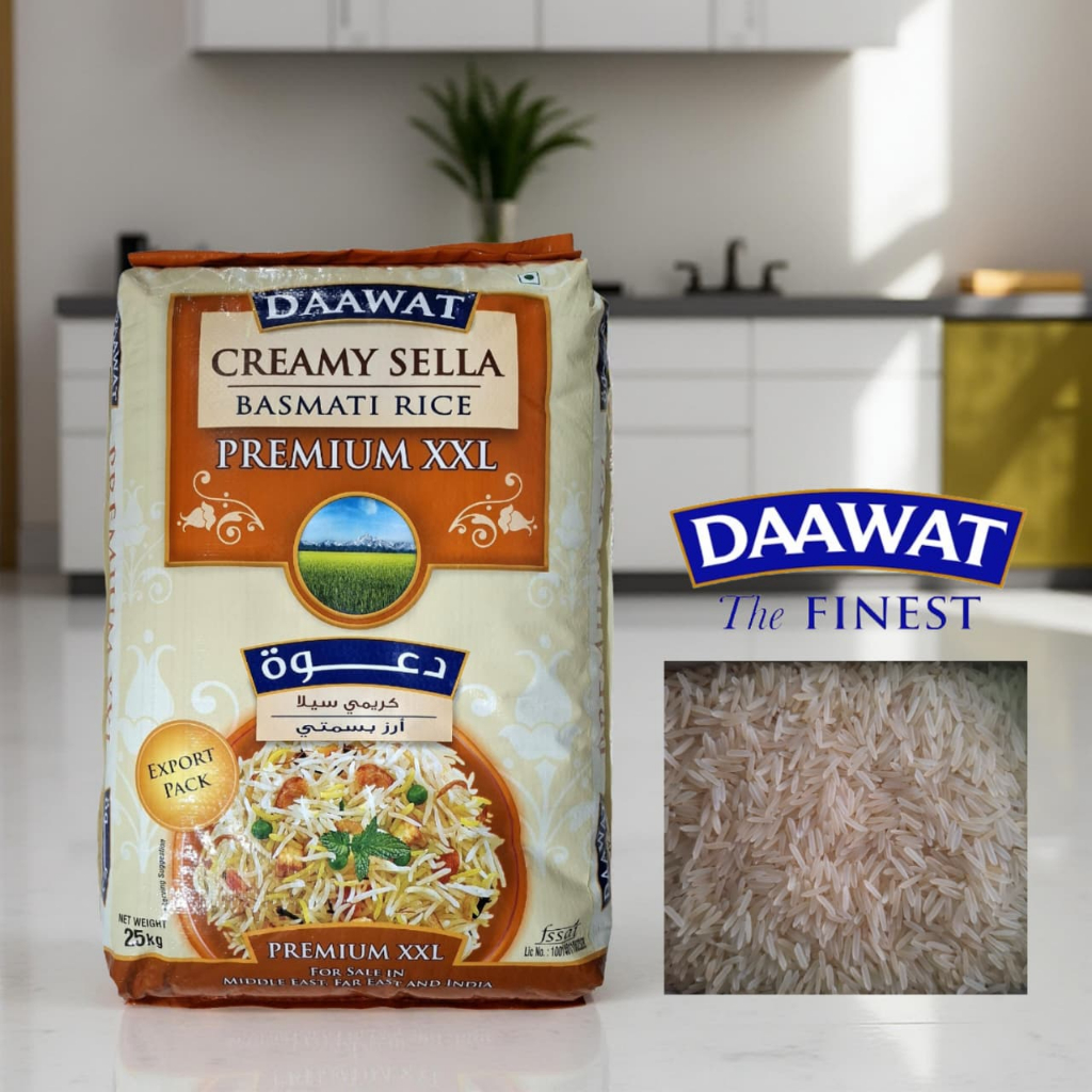 Daawat Creamy Sella Basmati Beras 25 KG - Bulir Panjang, Aroma Yang Kaya, Dan Cita Rasa Istimewa