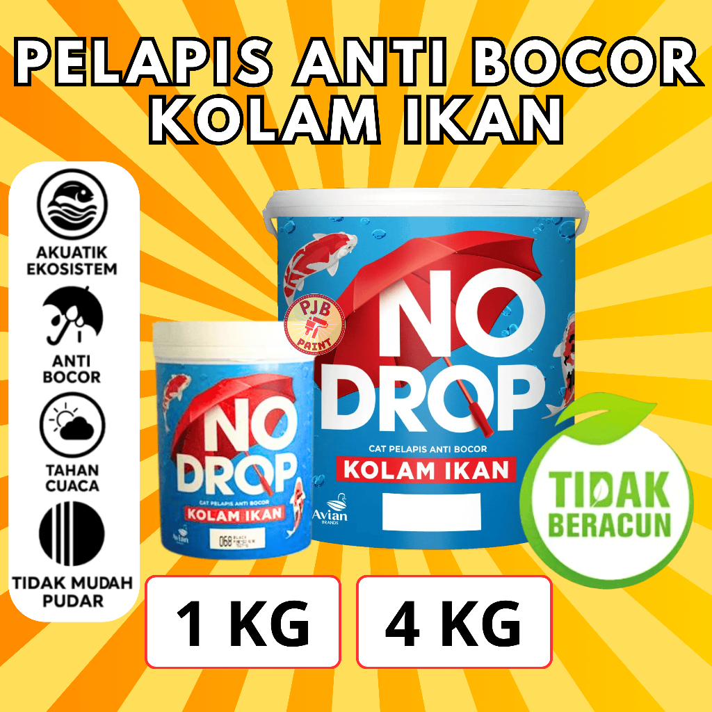 NO DROP KOLAM IKAN CAT PELAPIS ANTI BOCOR UNTUK KOLAM IKAN / KEMASAN 1 KG & 4 KG