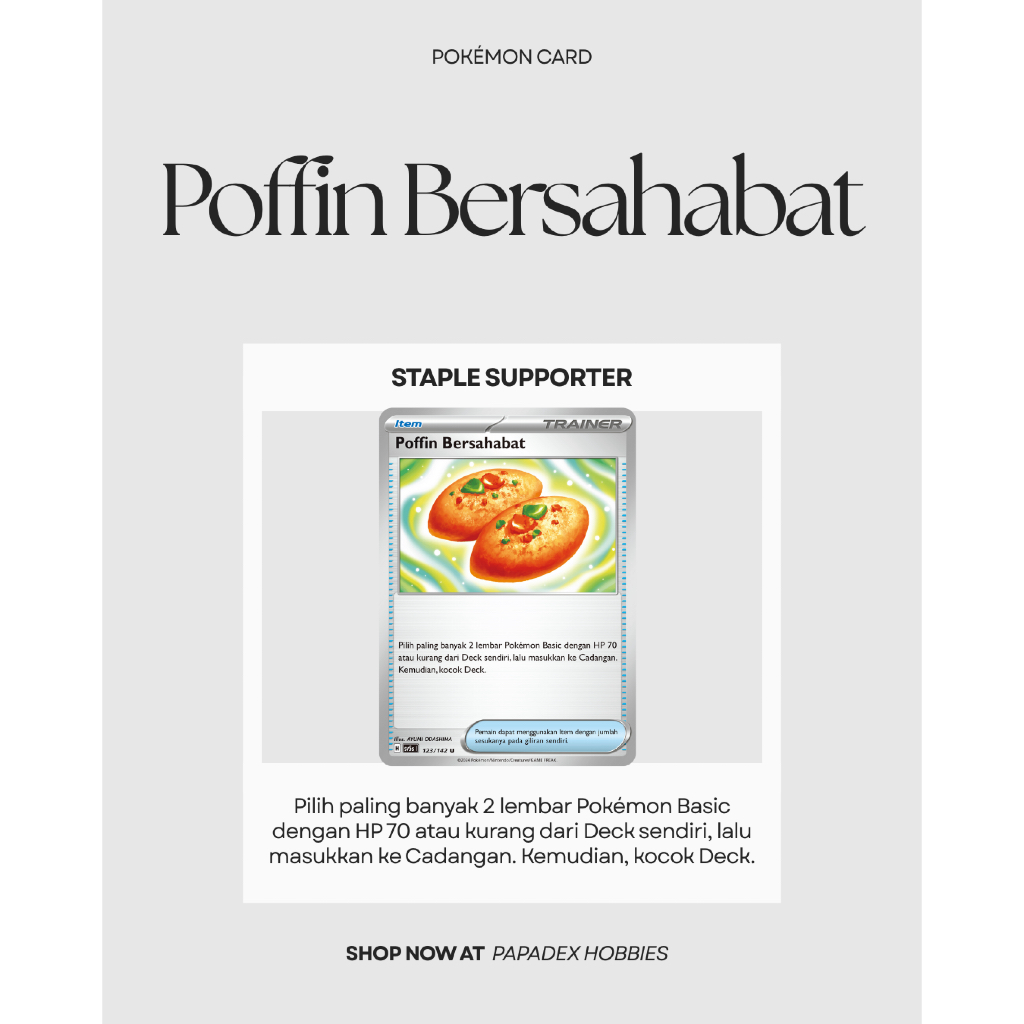 Poffin Bersahabat / Buddy Buddy Poffin Staple Item Pokemon Kartu Card