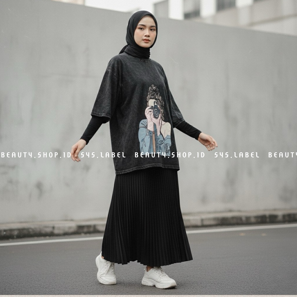 BKK OVERSIZE WASHED TSHIRT - KAOS OVERSIZE ATASAN WANITA - ATASAN WANITA 7/8 JUMBO E5