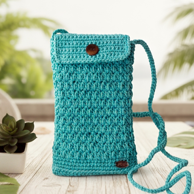 TAS HP RAJUT SLING BAG WANITA Hijau Tosca Kekinian - Pouch HP Mini Premium Handmade