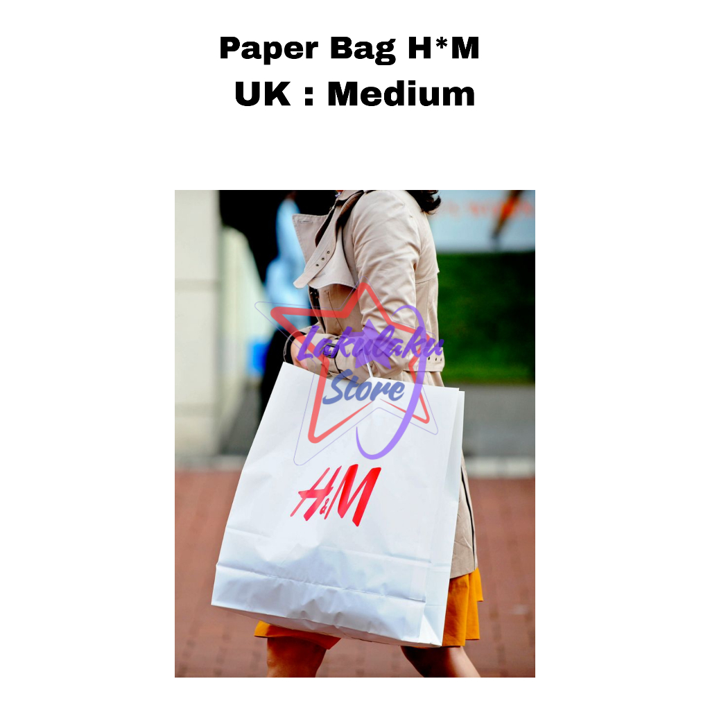 Promo 99% Paper bag H&M Medium 2 sisi 33 x 26 x 12 Free Paper Bag Size XS - Best seller