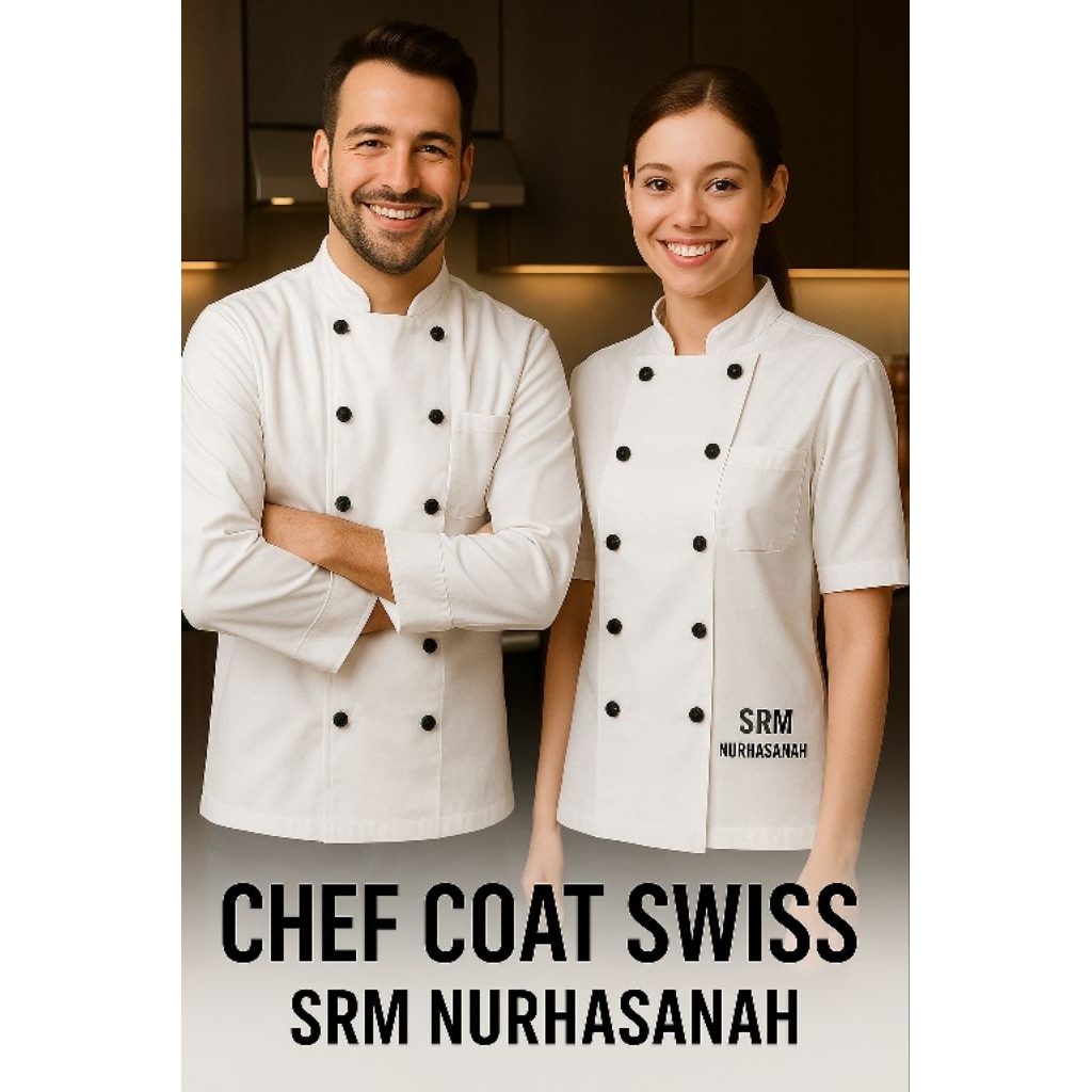 Chef coat SWISS Chef jacket premium pria wanita nyaman dan elegan