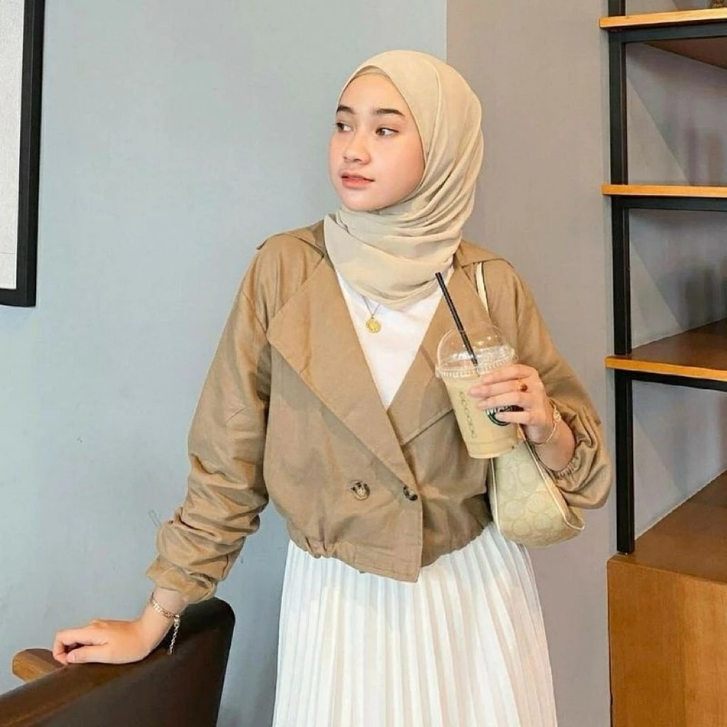 Blazer - kekinian - atasan wanita korea - Blazer Crop Top Wanita Casual Korean Style