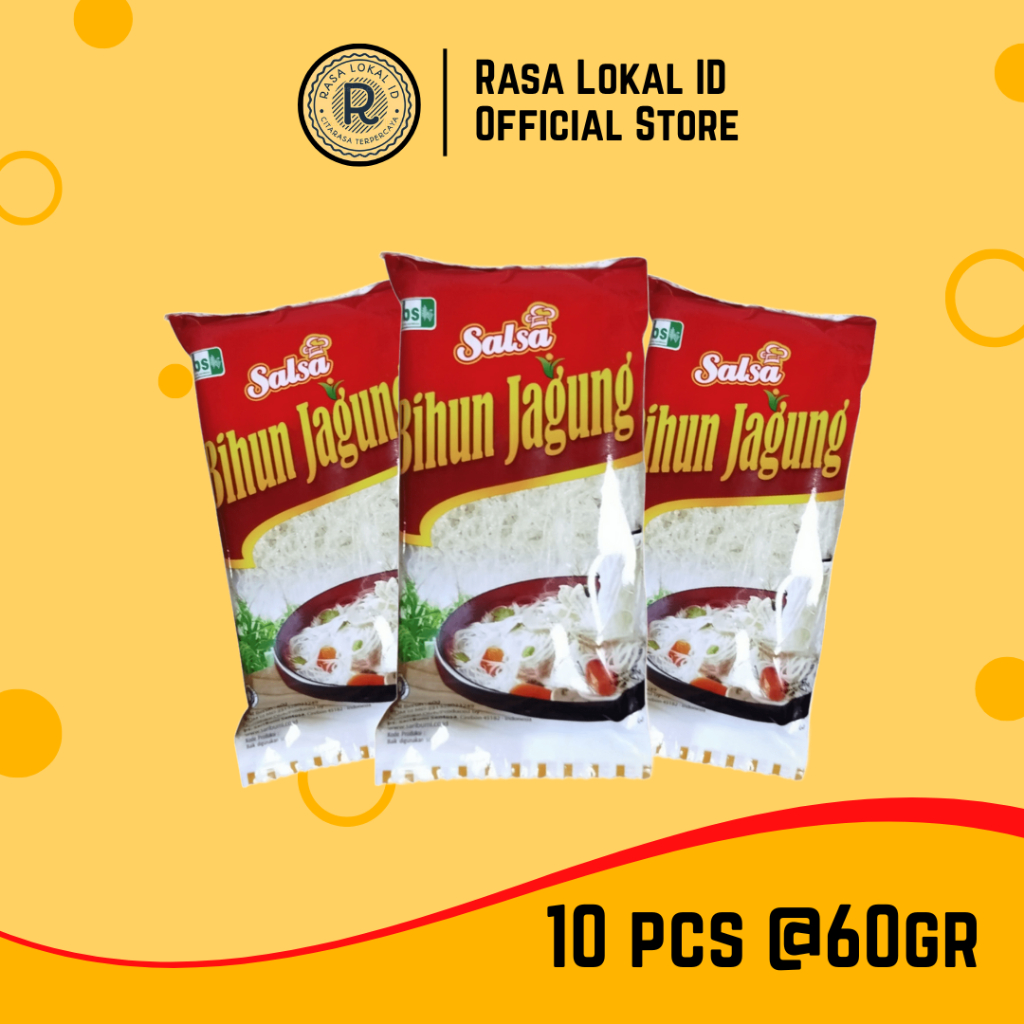 Bihun Jagung Salsa 10x60gr Mentah Jagung Asli - Salsa Bihun Jagung Siap Masak - Rasa Lokal ID