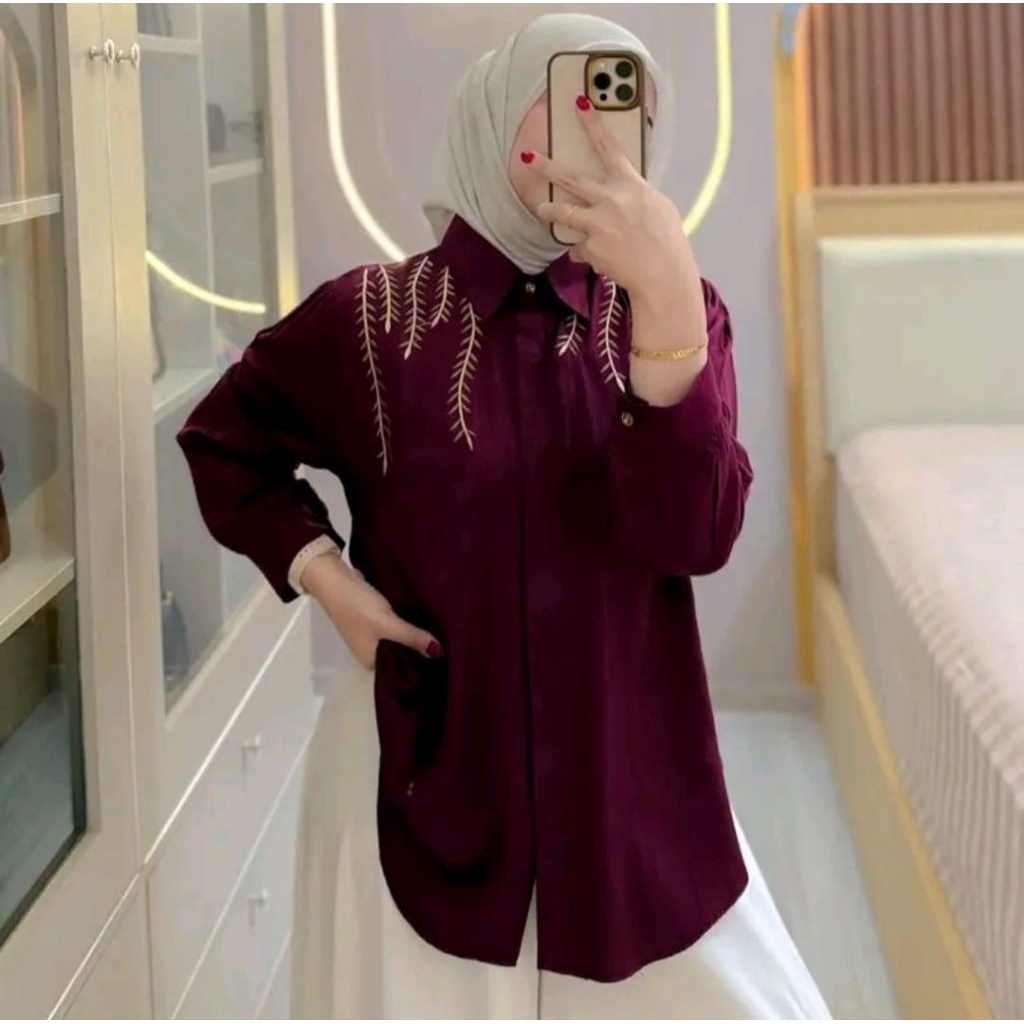 KYMORA BLOUSE BORDIR RAYON TWILL