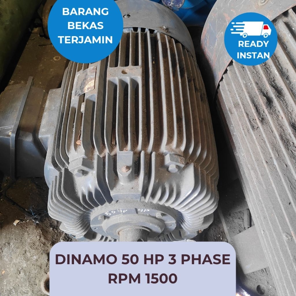 DINAMO BEKAS ELEKTROMOTOR MERK TECO 50 HP 3 PHASE 1500 RPM | SUPPLIER DINAMO BEKAS SURABAYA MURAH