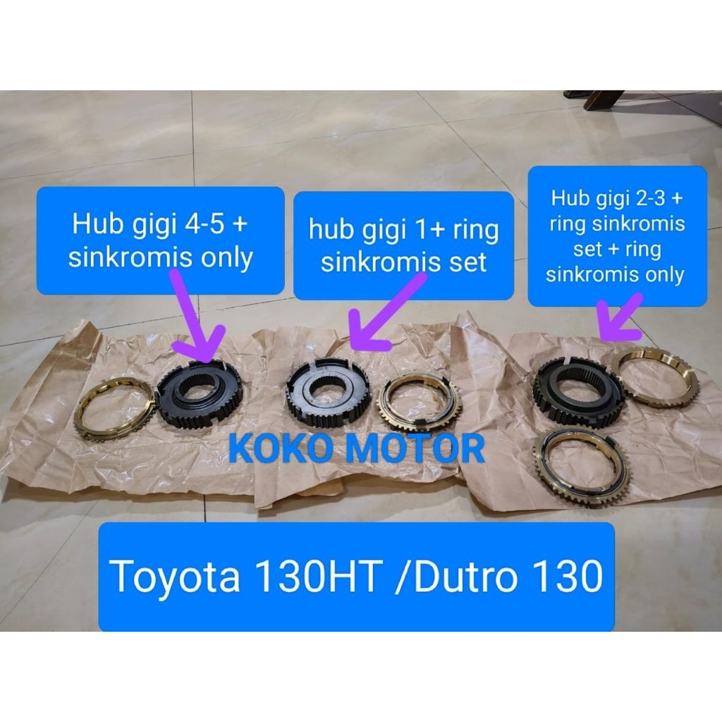 Hub  set + gigi Kuningan Toyota 130HT( 3 macam + ring sinkromis )
