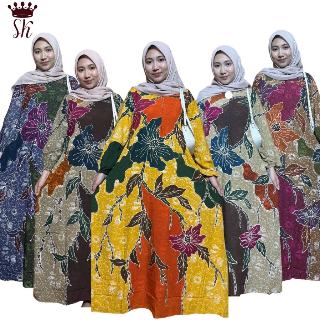 Gamis batik wanita modern lengan panjang | Gamis batik modern kombinasi terbaru 2025| Gamis batik pe