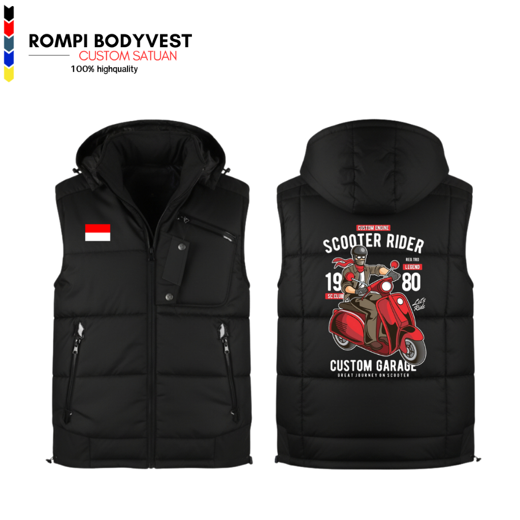 Rompi (Vest) Scooter Vespa / Rompi Jaket Zipper Bikers motor Touuring Vespa Klub Street Style Garage