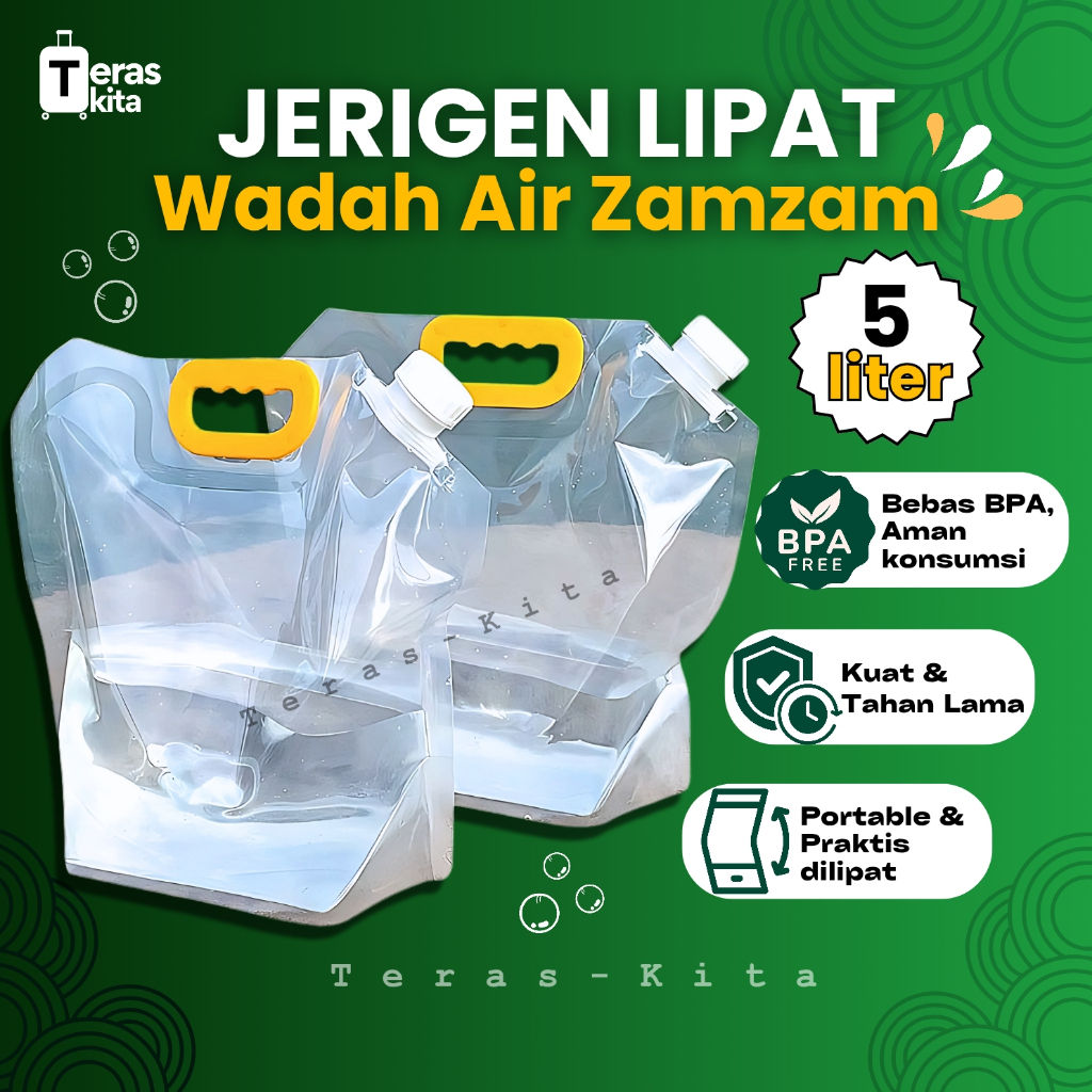 Jerigen Lipat 5 Liter Tempat Air Zamzam Perlengkapan Umroh dan Haji