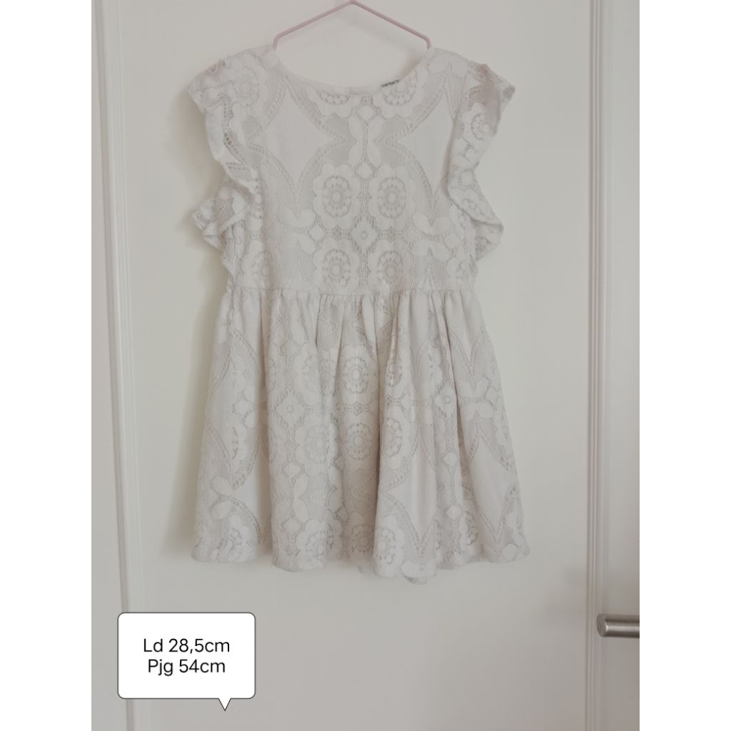 [size 4T] Preloved dress Carters anak putih brukat cantik girl lace dress white gaun pesta party dre