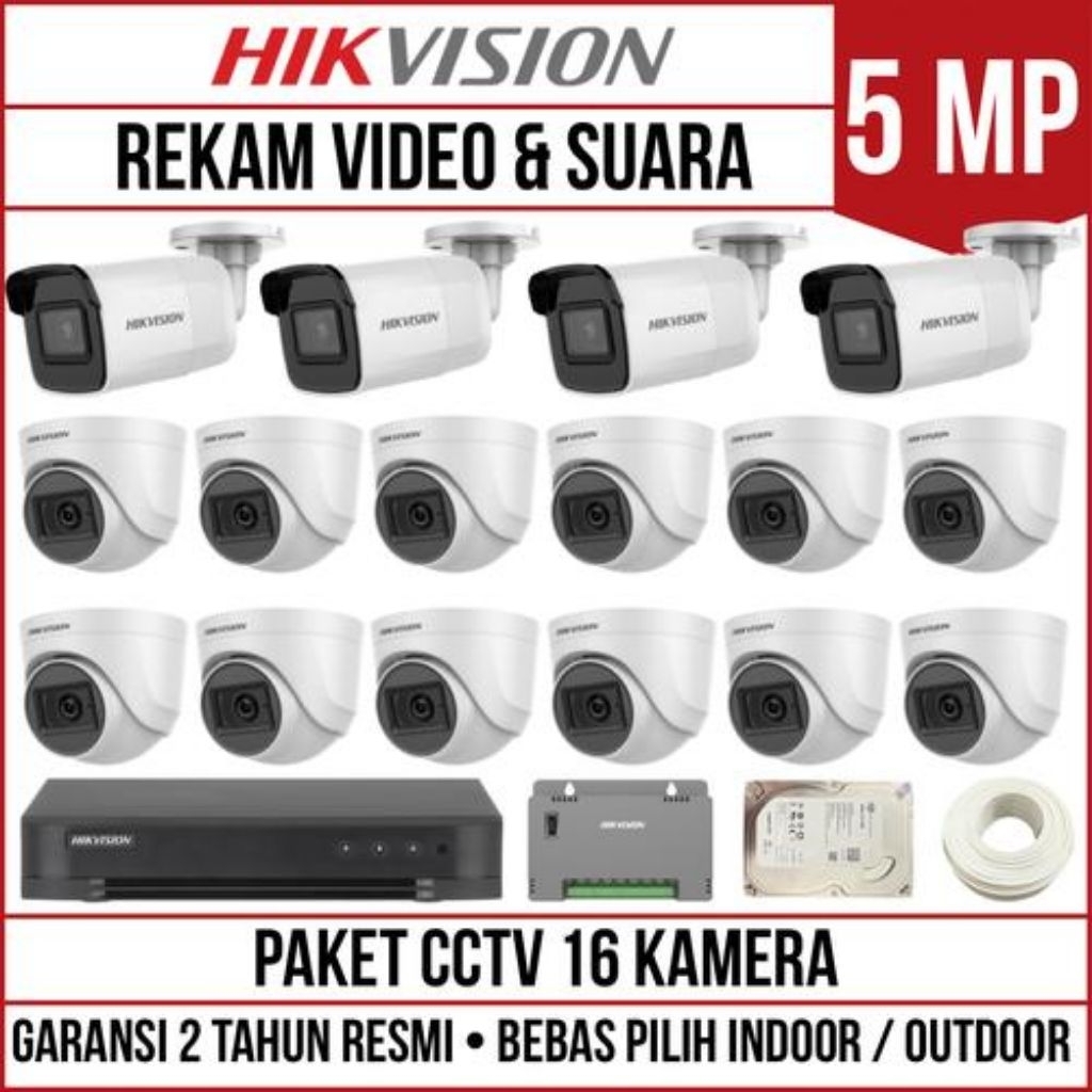 Paket CCTV HIK vision 16 cam NVR plus instalasi