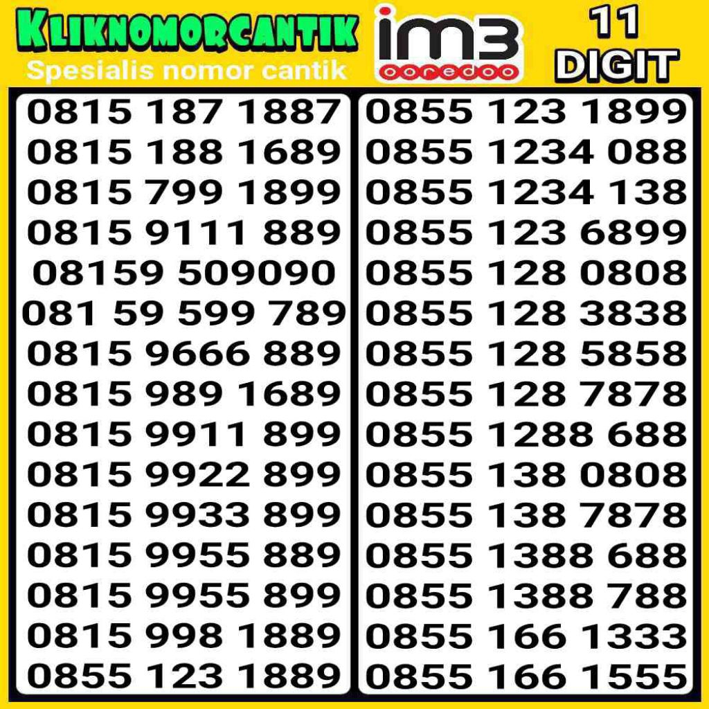Nomor cantik Indosat 11 Digit 4G&5G Indosat IM3 11 Digit A10