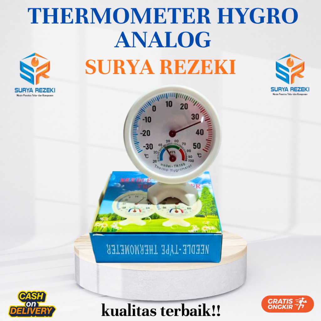 Termometer Hygrometer analog Mesin Tetas Telur Full Otomatis / Mesin Penetas Telur Otomatis