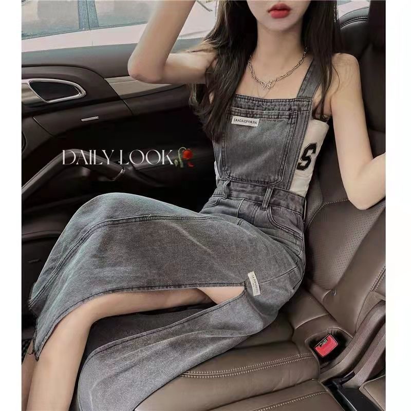 Jumpsuit Jeans Dress Wanita Baju kodok wanita korea style Jumpsuit Wanita Douyin Outfit Pinggang Tin