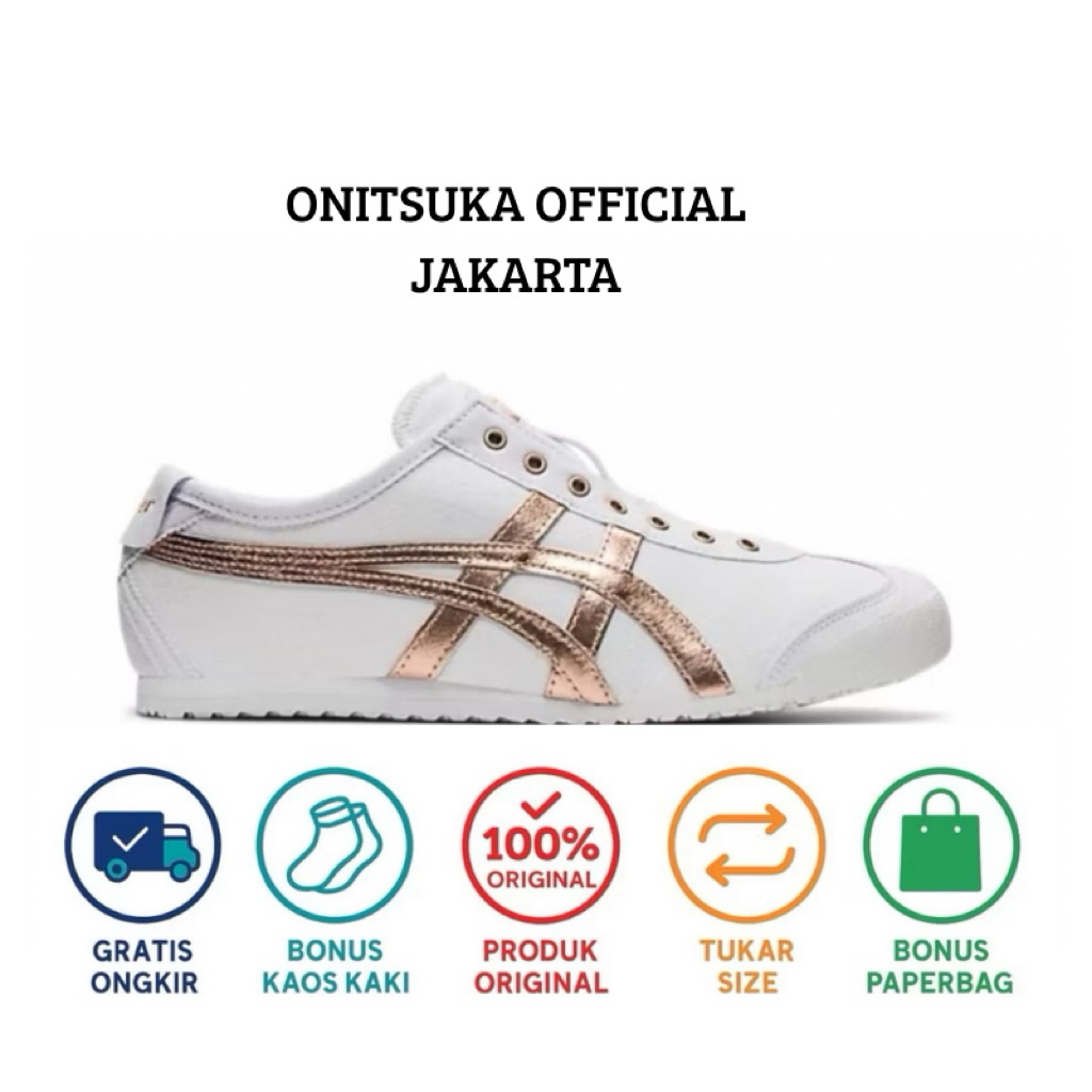 Onitsuka tiger mexico 66 ORIGINAL slip on rose gold // free paperbag & kaos kaki