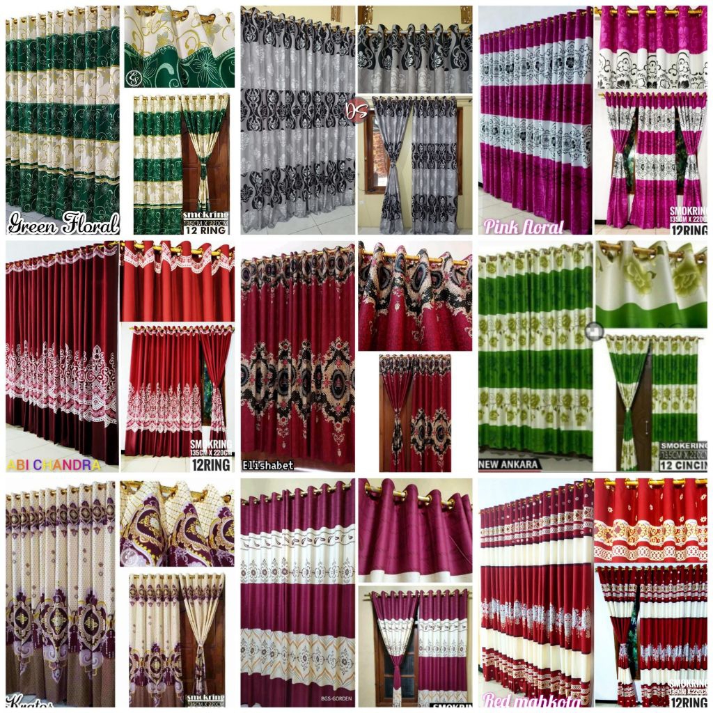 GORDEN GORDENG SMOKRING 12LUBANG TIRAI PINTU DAN JENDELA 3PCS