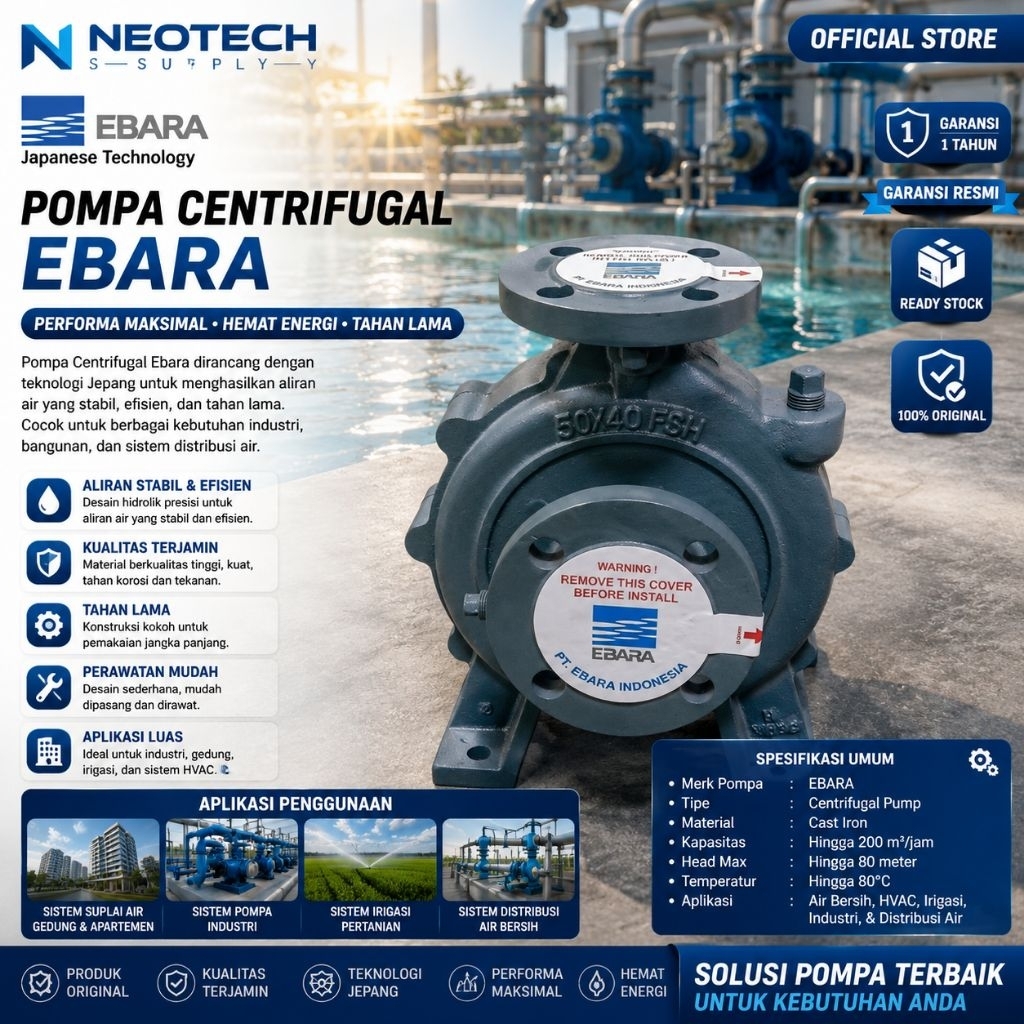 Pompa Ebara 80x65 FSHA Pompa Centrifugal Ebara 80 x 65 FSHA MS