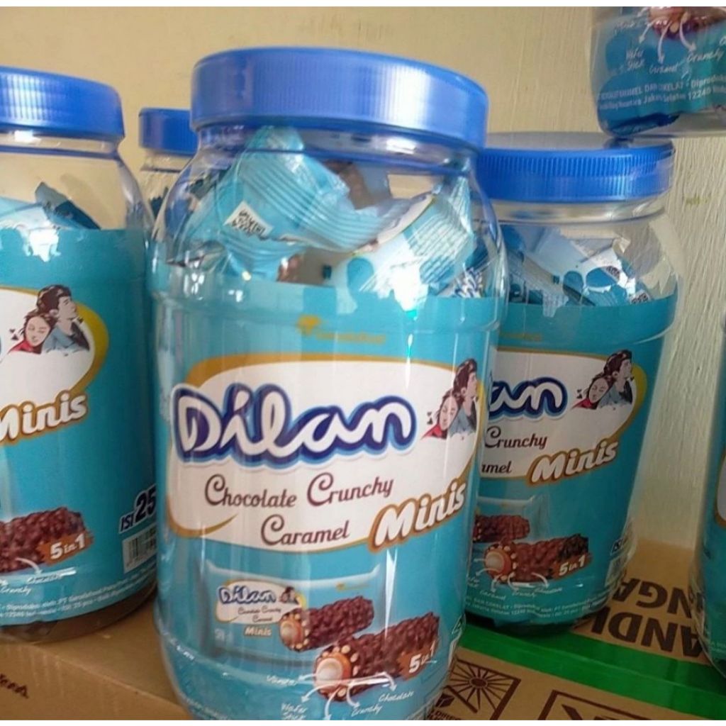 Coklat Dilan Mini Pack 25 Pcs - Rasa Caramel, Kemasan Toples, Camilan Lezat