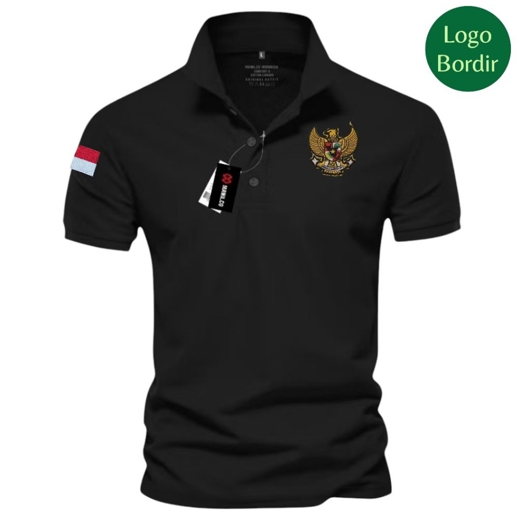 [LOGO BORDIR] Polo Shirt Lengan Pendek Logo Garuda Bordir // Kaos Kerah Garuda Indonesia Unisex Cowo