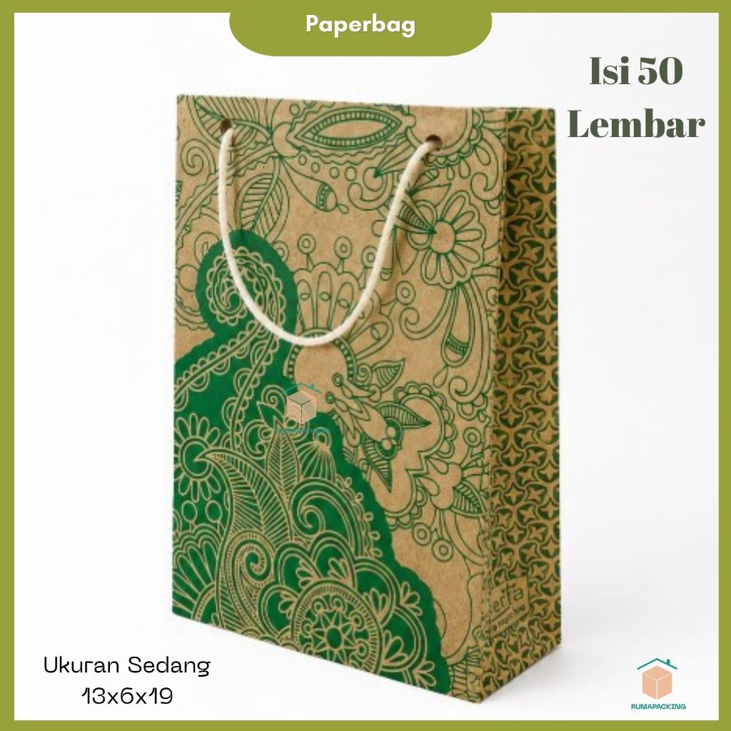 Kenanganpawon 50 Pcs Tas Kertas Paperbag Batik Tas Snack Tas Hajatan Tas Souvenir 50 Pcs Ukuran