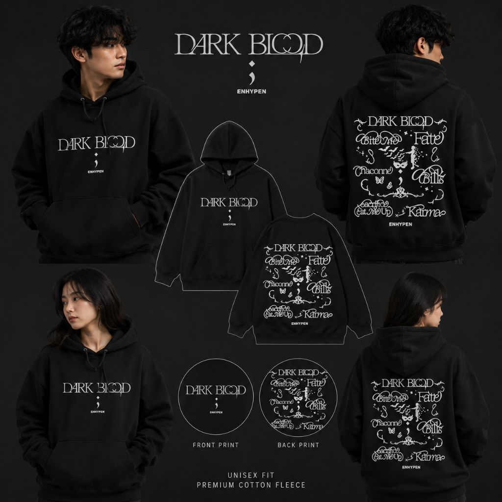 Sweater Hoodie ENHYPEN Dark Blood Premium Unisex Fleece Tebal Korean Style Jaket Kpop Korea Enhypen 