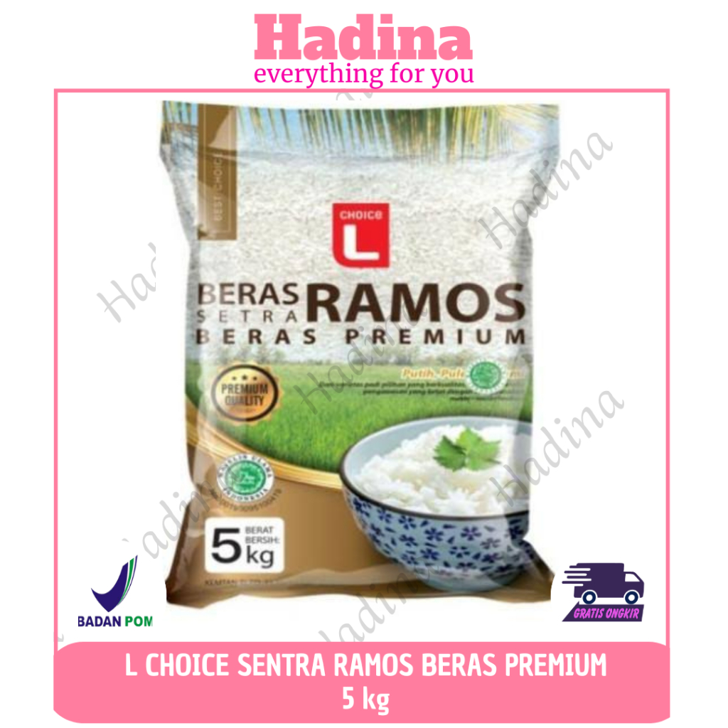 HADINA - 5kg Choice L Beras Sentra Ramos Premium - alami, bergizi, tanpa pemutih