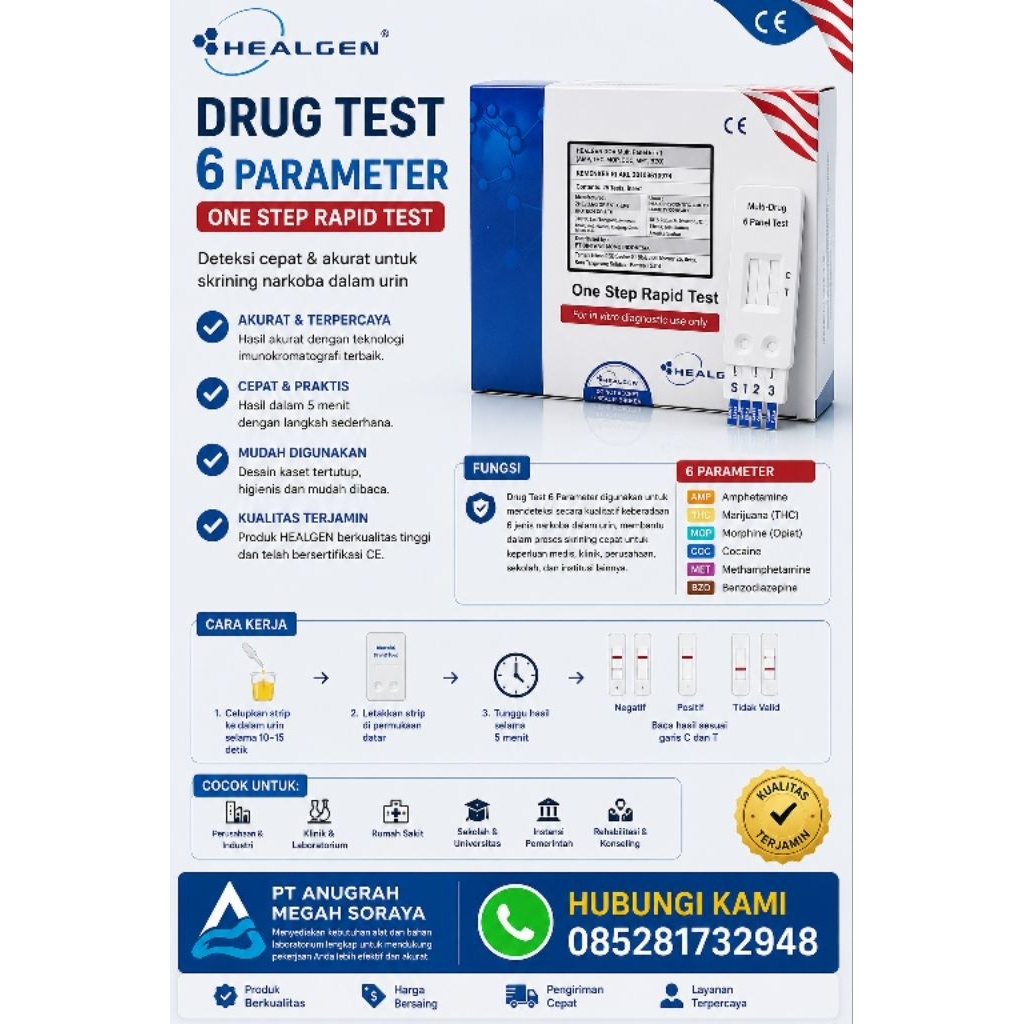 Tes Narkoba 6 parameter l Healgen Drung tes l Drung tes 6 parameter l Multi 6 parameter