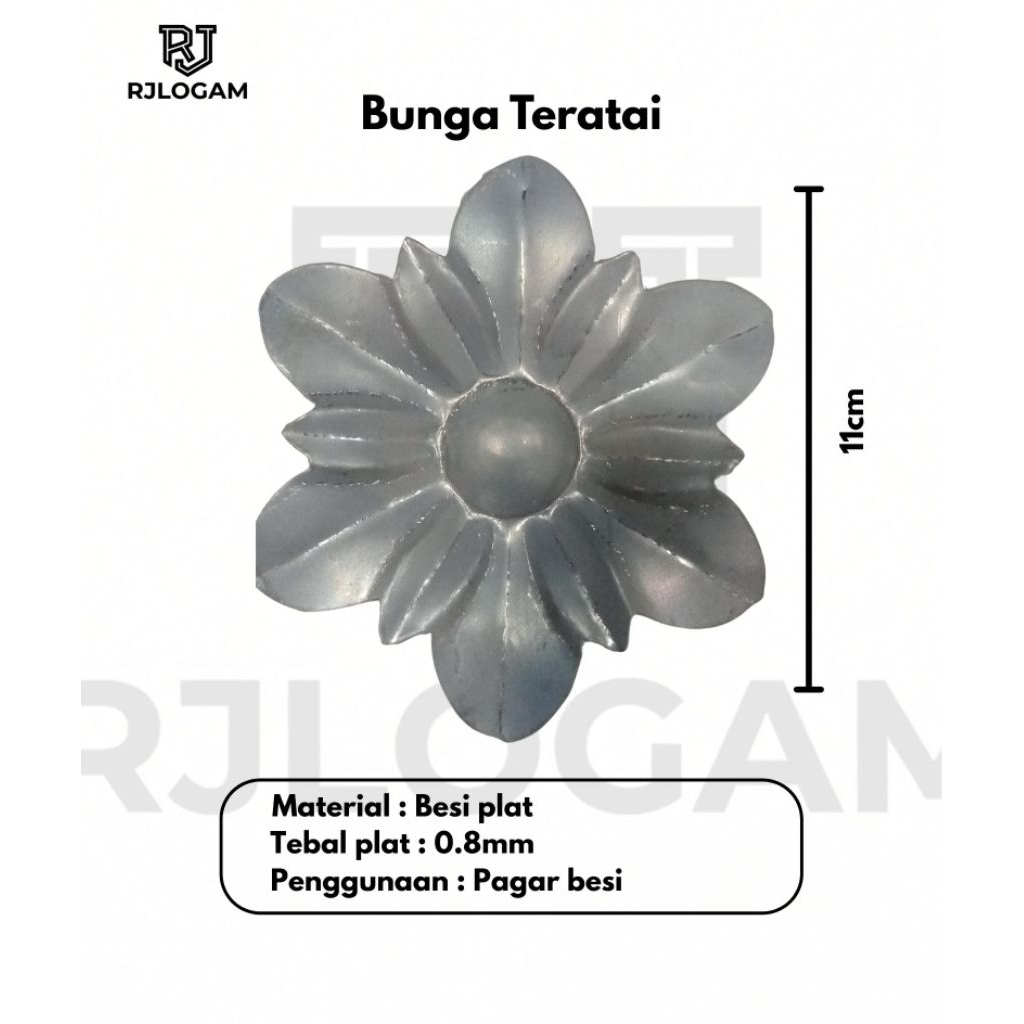 Bunga teratai besi ornamen tralis pagar