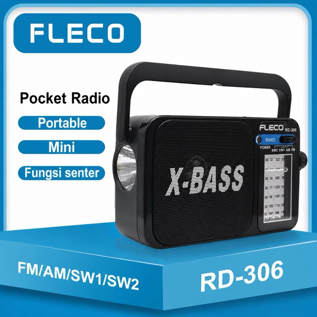 Radio Speaker FM/AM Portable X-Bass Mini RD-306 Pocket Radio Internasional Radio Classic Jadul