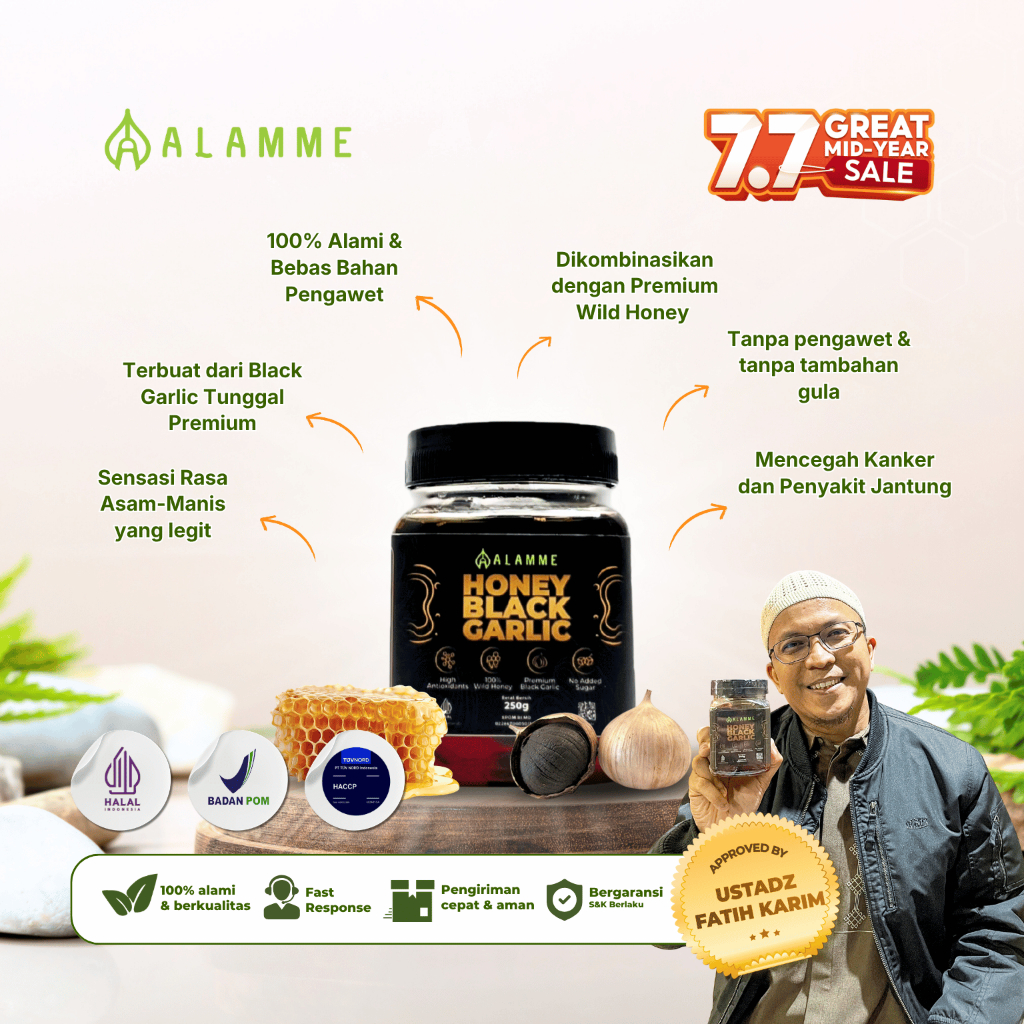 Alamme Black Garlic Honey Madu Bawang Hitam Tunggal Lanang Premium 250gr