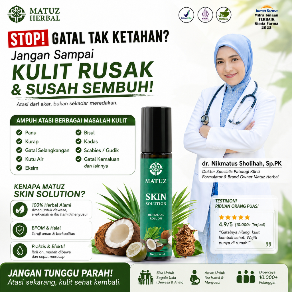 Matuz Herbal Skin Solution - Obat Gatal Eksim,Scabies, Kurap, Panu, Gatal Selangkangan  Formulasi dr
