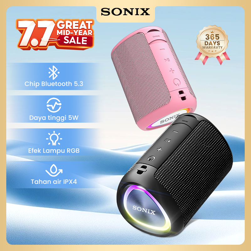 Sonix Speaker Bluetooth SK07 Bass RGB Waterproof IPX4 Bluetooth 5.3 1200mAH Portable Original - Gara