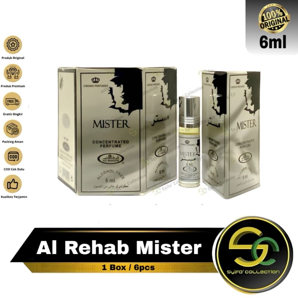 Parfum Al Rehab MISTER 6ml 6pc / 1 box. Minyak Wangi Alrehab Original