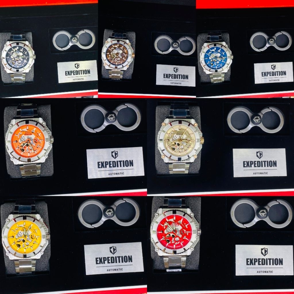 JAM TANGAN PRIA EXPEDITION E 3009 E3009 EXP3009 AUTOMATIC SKELTONIZED OPEN HEART ORIGINAL
