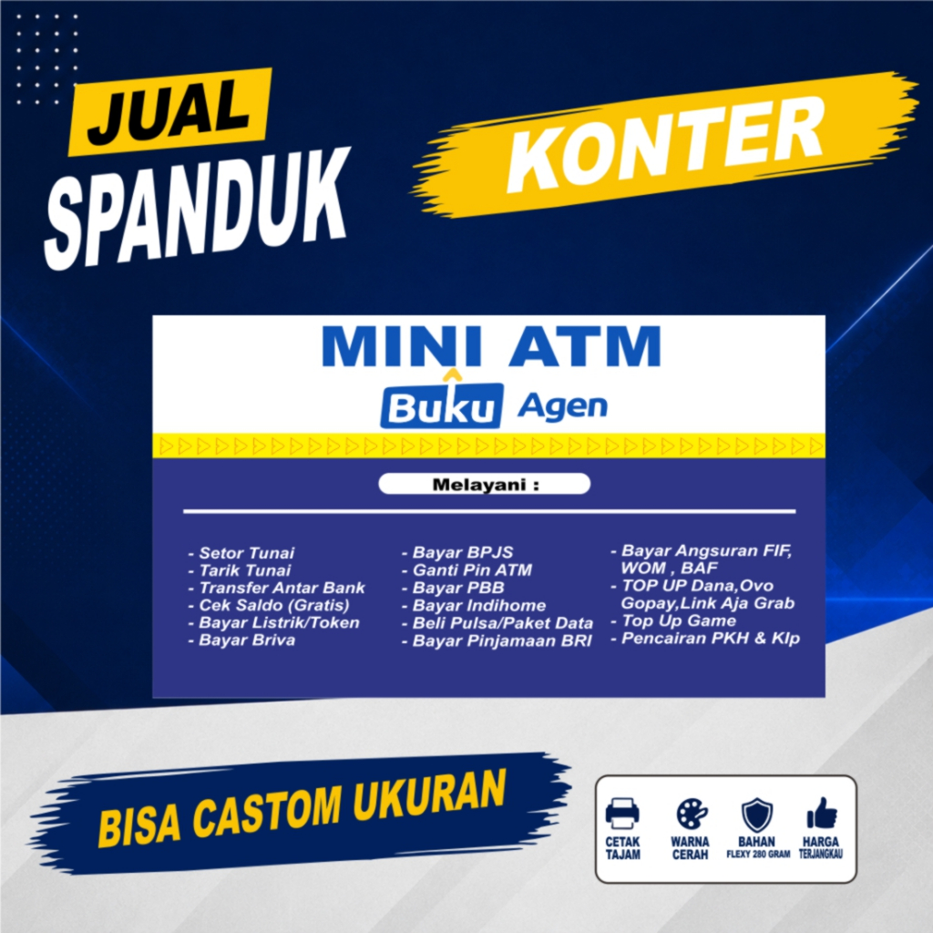 BANNER SPANDUK KONTER ATM MINI AGEN BUKU