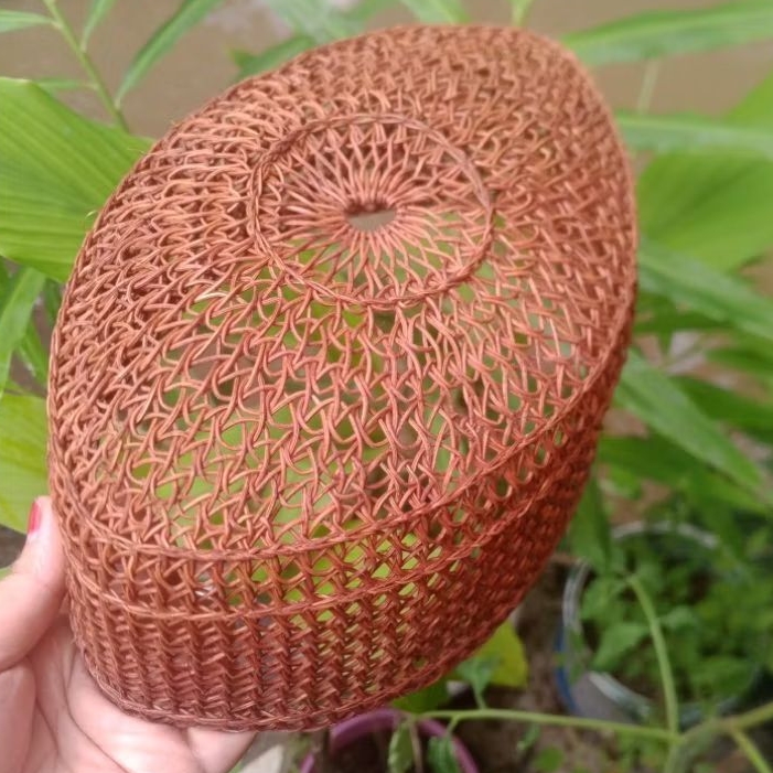 peci rotan/songkok akar rotan coklat polos