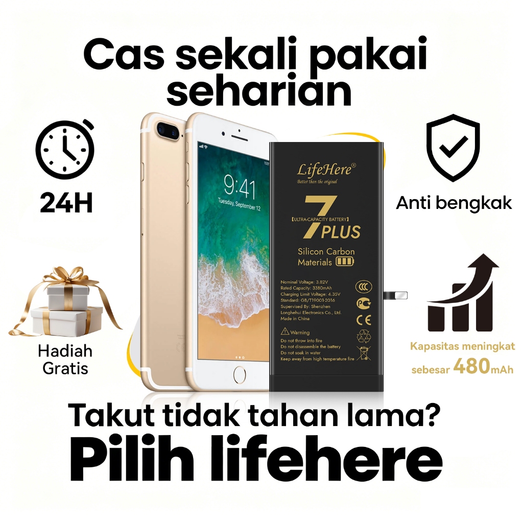 Lifehere baterai iphone 7 PLUS baterai   iphone 7P baterai 3490mah Battery