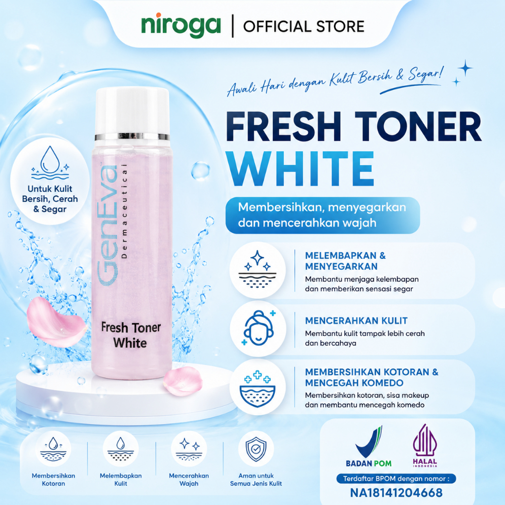 [INSTANT SOLO] GENEVA Fresh Toner White - toner whitening, toner kulit kusam